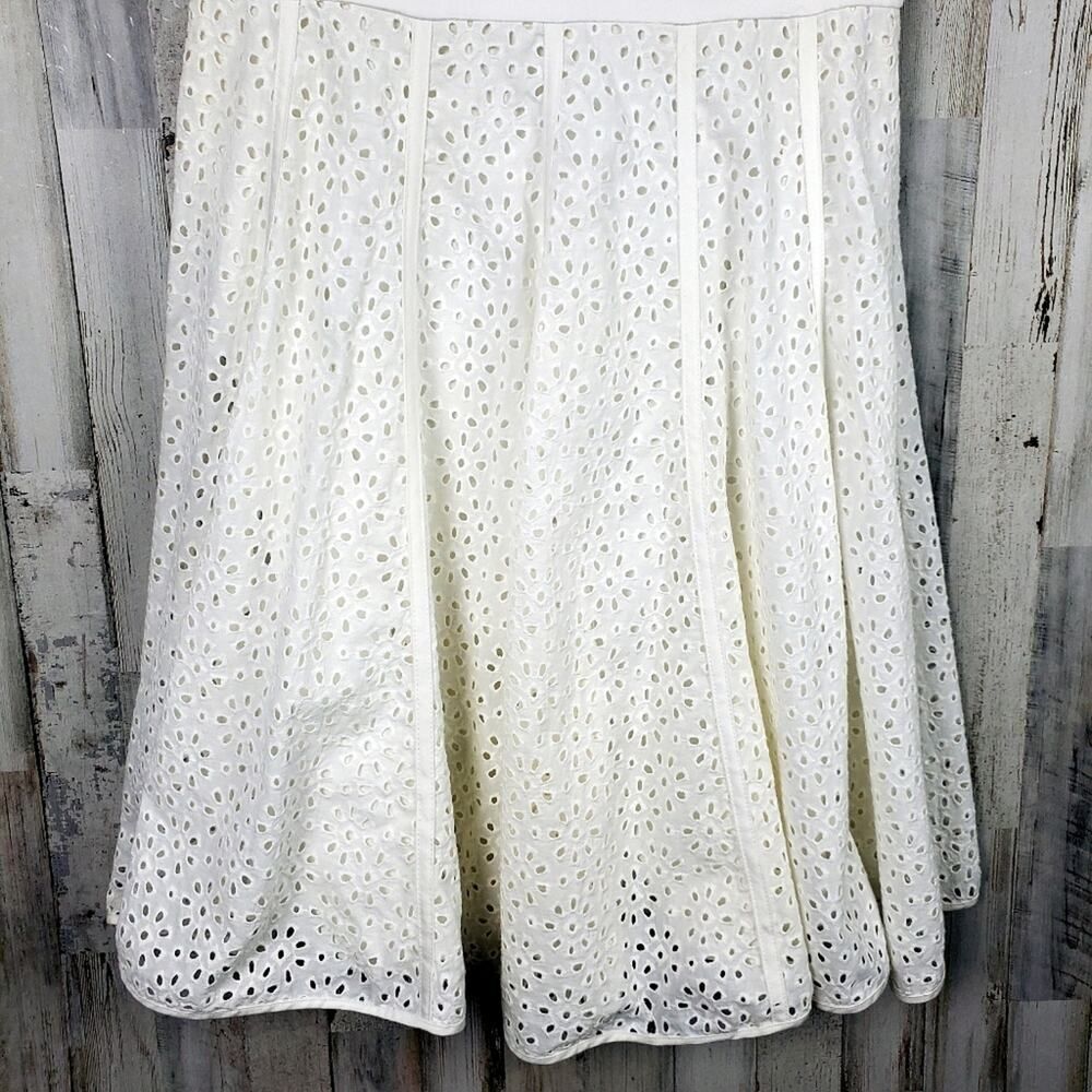 Eliza J Eyelet Fit & Flare Dress White Size 8 - Picture 5 of 11